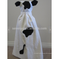 Toalla con capucha de vaca - vaca blanca con manchas negras, orejas y cola, 100% algodón, súper suave